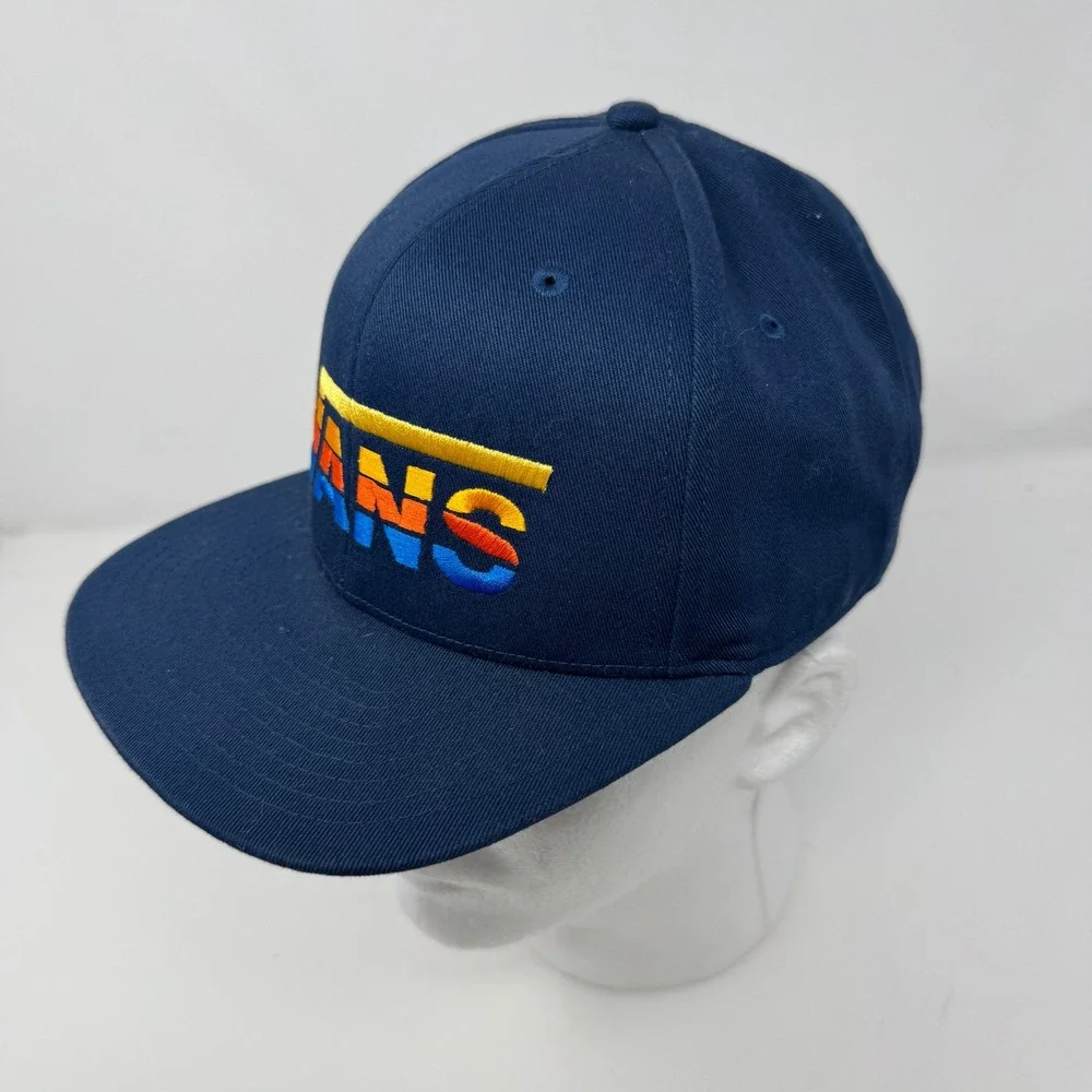Vans Off The Wall Mens Navy Blue Snapback Hat Embroidered Logo One Size